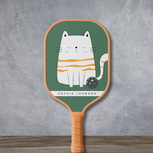 Minimalistische kat, aangepaste naam Pickleball Pa Paddle