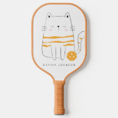 Minimalistische kat, aangepaste naam Pickleball Pa Paddle (Voorkant)