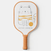 Minimalistische kat, aangepaste naam Pickleball Pa Paddle (Achterkant)