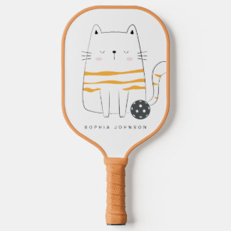 Minimalistische kat, aangepaste naam Pickleball Pa Pickleball Paddle