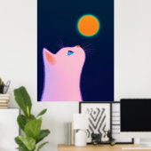 Minimalistische kat en zon poster (Thuiskantoor)