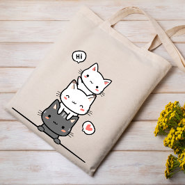 Minimalistische kat illustratie Totebag Draagtas