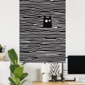 Minimalistische kat in strepen poster (Thuiskantoor)
