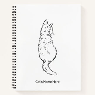 Minimalistische kat lijnkunst gepersonaliseerde na notitieboek