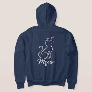 Minimalistische kat lijnkunst • Meow Heart Hoodie