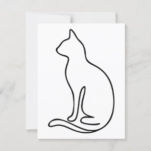 Minimalistische kat lijnkunst – Zwarte omtrek silh Briefkaart