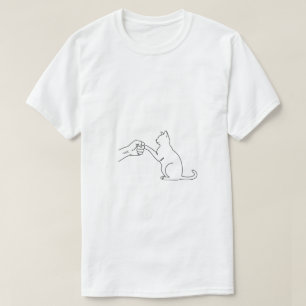 Minimalistische kat vuist-bump lijn kunst heren T- T-shirt