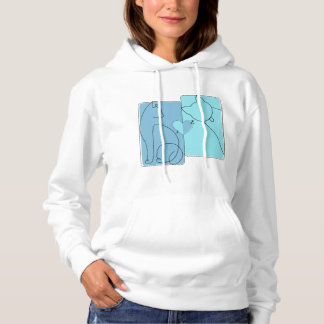 Minimalistische katten hoodie – Cute lijnkunst voo