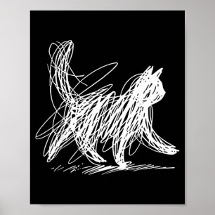 Minimalistische katten kunstillustratie poster