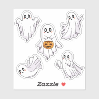 Minimalistische Kawaii Halloween Geest Pompoen Emm Sticker