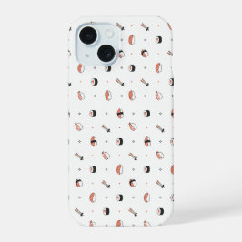 Minimalistische Kawaii Sushi Patroon Mooie Japanse iPhone 15 Hoesje