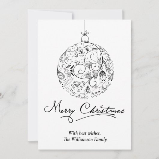 Minimalistische Kerst Bal Feestdagenkaart (Voorkant)