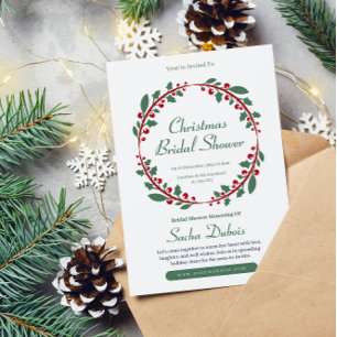 Minimalistische kerst bruids douche uitnodiging
