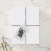 Minimalistische kerst grijs chevron foto cadeaulabel (Met Touw)