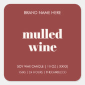 Minimalistische Kerst Kaars Sticker | Wijn Glühwei (Voorkant)