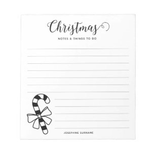 Minimalistische Kerst Kerststok Met Strik Lijn Kun Notitieblok