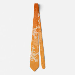 Minimalistische Kerst met Oranje Witte Sneeuwvlokk Stropdas