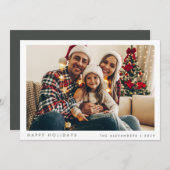 Minimalistische kerst moderne familie foto groen H Feestdagenkaart (Voorkant / Achterkant)