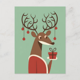 Minimalistische Kerst rendier cadeau present feest Feestdagenkaart