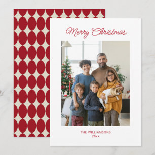 Minimalistische Kerst Rode Script Vintage Foto Feestdagenkaart