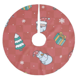 Minimalistische kerst: rood naadloos design. kerstboom rok