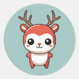 Minimalistische kerst Schattige Baby Rudolph rendi Ronde Sticker