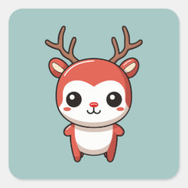 Minimalistische kerst Schattige Baby Rudolph rendi Vierkante Sticker