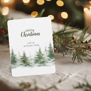 Minimalistische kerst Waterverf Evergreen Snow Magneet