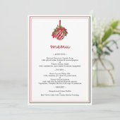 Minimalistische Kerstbal & Script Kerst Dinnerfees Menu (Staand voorkant)