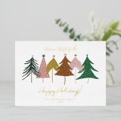 Minimalistische Kerstbomen Folie Feestdagenkaart (Staand Voorkant)