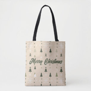 Minimalistische kerstbomen & sneeuwvlokken  draagtas