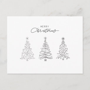 Minimalistische kerstbomen zwart en wit feestdagenkaart