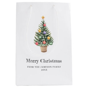 Minimalistische kerstboom Familienaam Jaar Medium Cadeauzakje