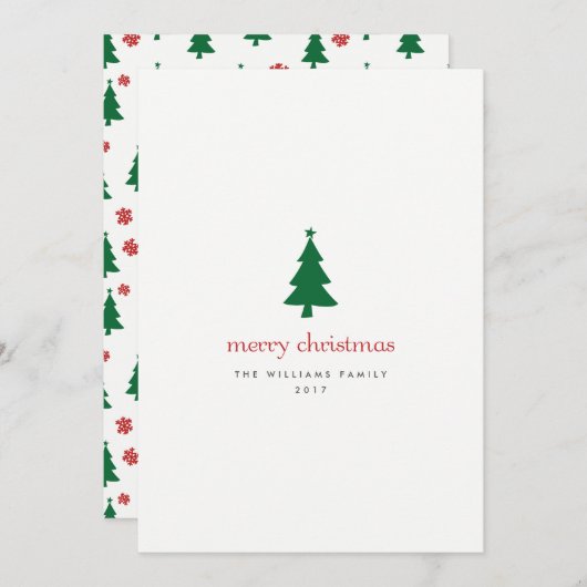 Minimalistische Kerstboom Kaarten met Vrolijk Kers (Voorkant / Achterkant)