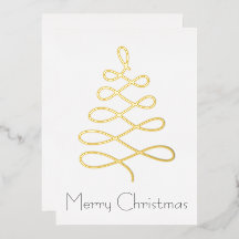 Minimalistische kerstboom kerst Kaart in goud