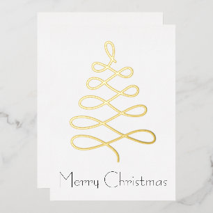 Minimalistische kerstboom kerst Kaart in goud