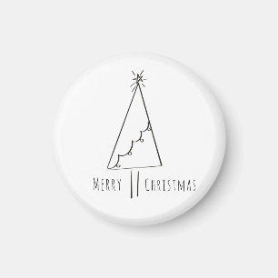 Minimalistische Kerstboom Lijn Kunst Magneet