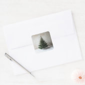 Minimalistische kerstboom met zachte lichten op sn vierkante sticker (Envelop)