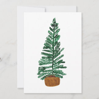 Minimalistische kerstboom waterverf feestdagenkaart