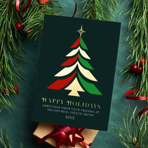 Minimalistische Kerstboom Zakelijke Groet Folie Feestdagenkaart