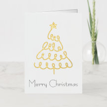 Minimalistische kerstboomkaart in goud