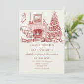 minimalistische kerstdecoratie bruiloft save the date (Staand voorkant)