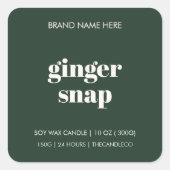 Minimalistische kerstkaars | Gingersnap Vierkante Sticker (Voorkant)