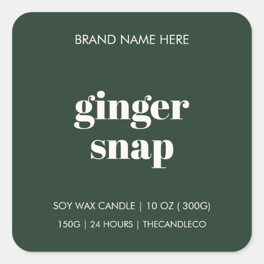 Minimalistische kerstkaars | Gingersnap Vierkante Sticker (Voorkant)