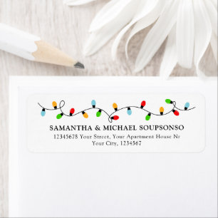 Minimalistische kerstkaart contact retouradres etiket