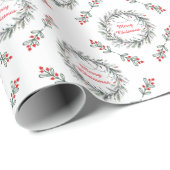 Minimalistische kerstkrans en -verlichting cadeaupapier (Rol Hoek)