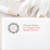 Minimalistische kerstkrans en -verlichting etiket (Insitu)