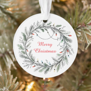 Minimalistische kerstkrans en -verlichting ornament
