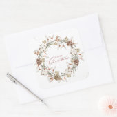 Minimalistische Kerstkrans Vierkante Sticker (Envelop)
