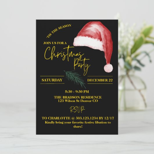 Minimalistische Kerstman Hoed Boho Custom Christma Kaart (Staand voorkant)